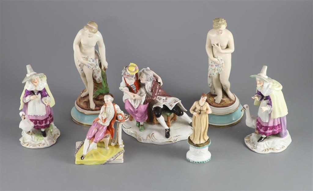 Seven assorted Continental porcelain figures,